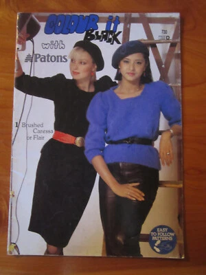 KNITTING PATTERN BOOK PATONS NO. 730 COLOUR IT BLACK    GREAT **** MUST SEE - Image 1 of 2