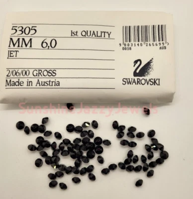Factory Pack Swarovski Crystal Jet Black 6mm Flat Bicone 5305 Beads; 360pc - Image 1 of 4