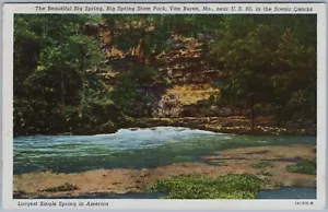 The Beautiful Big Spring, Big Spring State Park, Van Buren, Missouri, postal de lino - Imagen 1 de 2