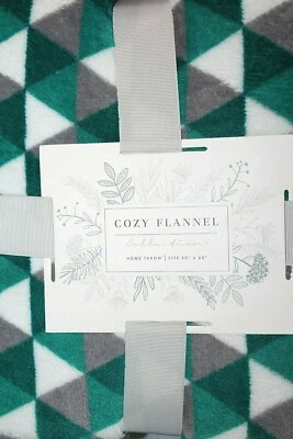 Christmas Holiday Blue Green Gray Cozy Flannel Home Throw Blanket  50x60in - Image 1 of 2