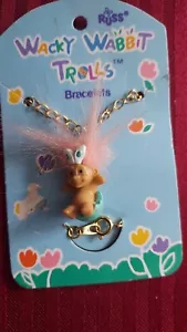 NEW EASTER WACKY WABBIT TROLL BRACELET PINK HAIR - Picture 1 of 2