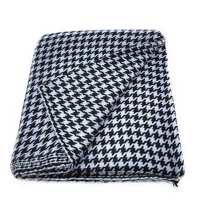Cashmere Soft Throw Blanket Handmade in Nepal Natural Dye 55" x 100" Houndstooth - Image 1 of 4