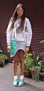 Finders Keepers Million Dollar Baby Grey Marle Soft Asymmetrical Curved Skirt XS - Picture 1 of 7