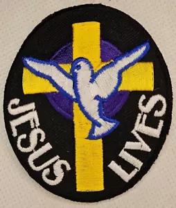 Jesus Lives With Golden Cross And Dove Patch - Picture 1 of 3