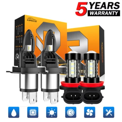 FOR Honda Ridgeline 2006-2014 LED Headlight Fog Light High Low Beam Bulbs H4+H11 - Изображение 1 из 4