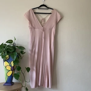 Vintage Morrissey 2002 Dress Pale Pink Size 2 (Aus 10-12) Midi Stretch Flapper - Picture 1 of 10