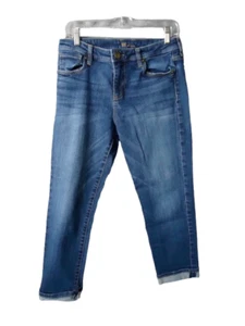 Kut From The Kloth Cuffed Cropped Boyfriend Jeans Women Size 10 RN58539 Med Wash - Picture 1 of 7