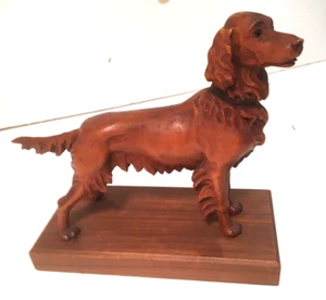 ANTIQUE VINTAGE ANRI ITALY WOOD CARVED DOG IRISH SETTER - Picture 1 of 9