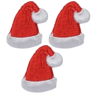 3-Pack Santa Hat Applique Patch Mini Christmas Santa Claus Cap Embroidered Badge - Picture 1 of 1