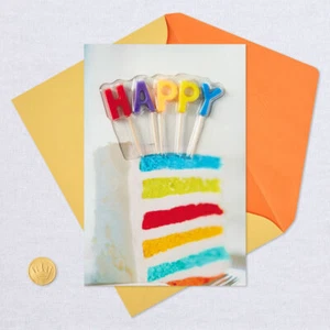 Hallmark ~ BIRTHDAY GREETING CARD ~ WITH REAL WORKING CANDLES  ~ Happy - Picture 1 of 2