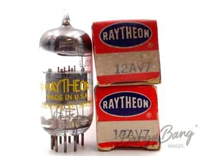 2 Raytheon 12AV7 Twin Triode Oscillator Mixwe VHF TV Valve- BangyBang Tubes - Picture 1 of 1