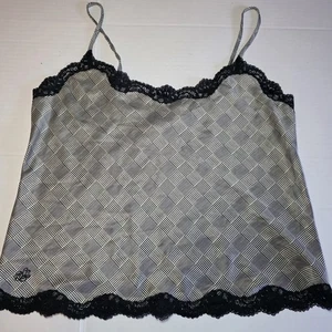 Conjunto de pijama corto vintage Y2K Ralph Lauren pata de gallo 2 piezas M ribete de encaje - Imagen 1 de 16