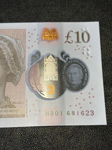 UNC UK England £10 Ten Pounds HB01 First Prefix 2024 King Charles III Polymer - Picture 1 of 4
