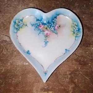 Bavaria Hand Painted Heart Trinket Tray 4 inch - Picture 1 of 4