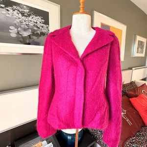 Anne Klein Mohair Virgin Wool Magenta Blazer Fall Winter Expensive Premium US 4 - Picture 1 of 9