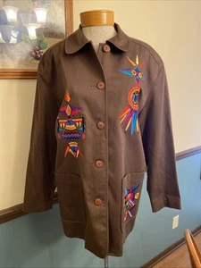 Vintage IB Diffusion Embroidered Blazer Womens Sz 10 Artsy Bold Jacket EUC - Picture 1 of 6