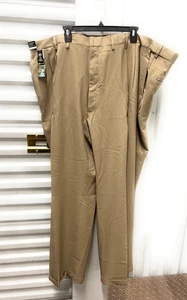 NWT HAGGAR BIG & TALL 54X32 Khaki PLEATED FRONT EXPAND WAIST CUFFED DRESS PANTS - Picture 1 of 6