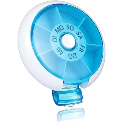 Tragbare 7 Tage Pillendose Blau  Rotierend Medikamentenbox - Bild 1 von 2