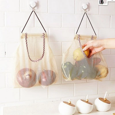 Woven Mesh Bag Cotton Mesh Shopping Bag Reusable Mesh String Fruit Tote Bag XG5 - Image 1 of 4