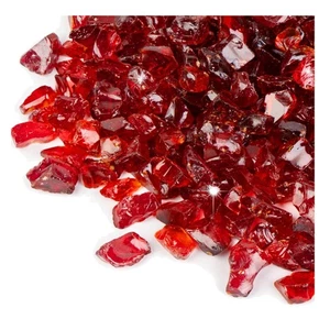 Mesmerizing 1/2-Inch Red Glass Rocks for Fire Pit - Heat-Enhancing Accessory - Foto 1 di 8