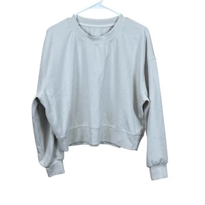 Lululemon Women’s Size  8 Perfectly Oversized Crop Crew   Softstreme White Opal - Picture 1 of 4