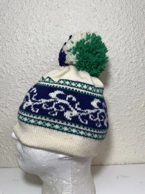 De Colección Gorra Nórdica de Lana Tejidos de Muesca Superior Gorro Hecho a Mano Gorra de Esquí Años 80 100% Lana Talla M Foto 1 de 4