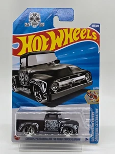 2025 HOT WHEELS BLACK CUSTOM 1956 FORD TRUCK #233 CELEBRATIONS 8/10 INTL CARD - Picture 1 of 8