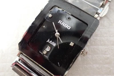 Reloj de cuarzo RADO Jubile 120.0281.3 4P diamante esfera negra pulsera de plata Foto 1 de 4