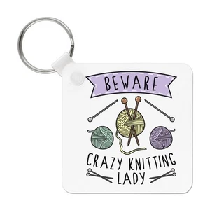 Vorsicht Crazy Knitting Lady Schlüsselanhänger Key Chain Mama Muttertag Freundin Basteln - Bild 1 von 1