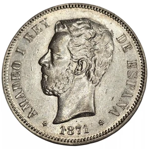 ESPAÑA. AMADEO I. 5 PESETAS. 1871. DEM. *18-75*. - Picture 1 of 2
