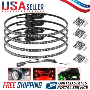 4x 15.5'' RGB Wheel Ring Lights LED Light For Truck Car Rim Lights Bluetooth APP - Picture 1 of 13