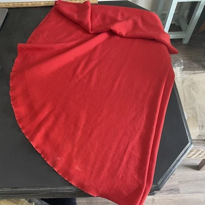  红色椭圆形亚麻桌布基层分层桌衬里假日派对 — 第 1/4 张图片