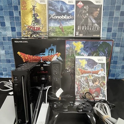 Japanese Wii Black Console (NTSC-J) w/ Dragon Quest X, Zelda, Xenoblade, Biohaza - Image 1 of 4