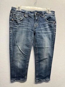 Miss Me Womens Capri Jeans Size 28 Blue Denim With Embellished Pockets - Picture 1 of 13