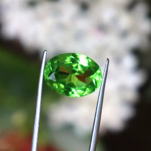 Hermosa piedra preciosa de peridoto natural certificada de 11 quilates con forma ovalada de peridoto verde - Imagen 1 de 9