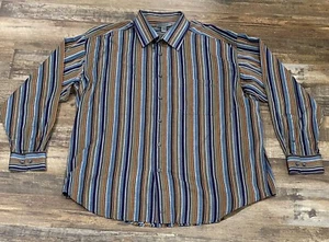 Johnston & Murphy Herren Hemd mit Knopfleiste 2XL braun blau orange gestreift unten - Bild 1 von 3