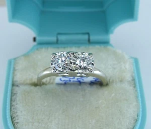 ANELLO DI FIDANZAMENTO oro antico 14 kt 1/2 ct due pietre petite diamante misura 4,75 SI 1-I - Foto 1 di 6