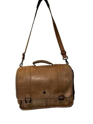 De Colección Bolso Mensajero Laptop Cuero Genuino Organizador Trigo Tostado 15 X 12 X 4 Universidad Foto 1 de 4