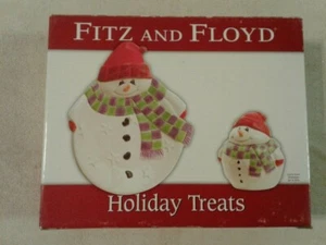 Fitz and Floyd "HOLIDAY TREATS" nariz de zanahoria muñeco de nieve tarro y plato - Nuevo en caja - Imagen 1 de 5