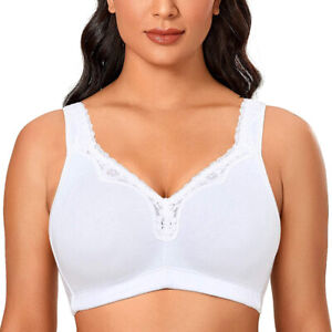 Women's Full Coverage Bra Wirefree Non-padded Cotton Plus Size Bra 10-30 C - GG