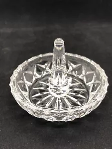VTG! Clear Lead Crystal Ring Holder Round Trinket Jewelry Dish ~ 3” - Picture 1 of 5