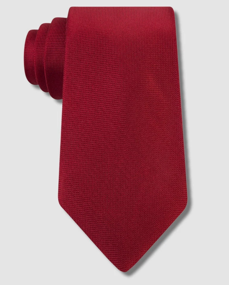 Calvin Klein Men Red Solid SKINNY Width 3" Neck Tie 100 Silk B15