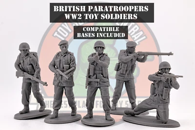 Soldados de juguete de la Segunda Guerra Mundial - Paracaidistas británicos - 54 mm escala 1:32 - Hombres del ejército de la Segunda Guerra Mundial Foto 1 de 4