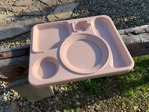 Hard Plastic Food Tray 5 Compartments Pink 19x15x2 Camping Picnic Solid - Picture 1 of 7