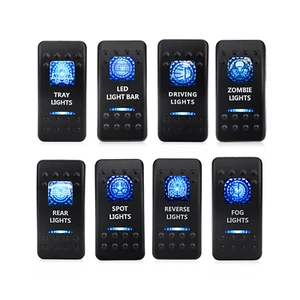 5V 20A Bar Push Button Rocker Toggle Switch Blue LED Reverse Light For Cars. - Picture 1 of 8