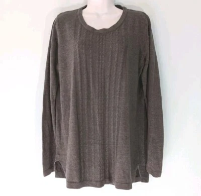 Suéter feminino branco veado 2X cinza escuro malha de cabo manga longa plus size  - Imagem 1 de 4