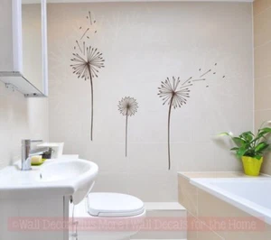 Dandelions Flower Vinyl Stickers Wall Art Decals Bath Home Decor Floral Set/3 - Picture 1 of 10
