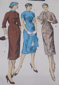 1950s Miss Advance 8045 Pattern Sheath Dress & JKT Sz: 13 B31 W25+ H34 Complete - Picture 1 of 6
