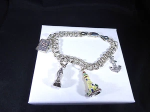 Solid 925 Sterling Silver Double Link Cable Chain Charm Bracelet- 18cm - Picture 1 of 18