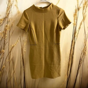 Tahari Arthur S. Levine Womens Dress Size 2 Bodycon Short Sleeve Vintage Mustard - Picture 1 of 6